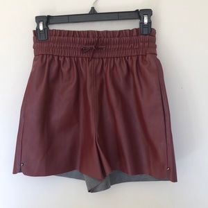 NWT Maroon Faux Leather Shorts
